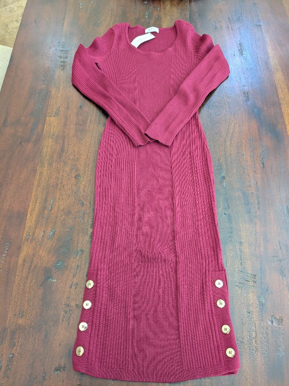 NWT Francesca’s Love Always Burgundy Ribbed Midi Sweater Dress (XL)